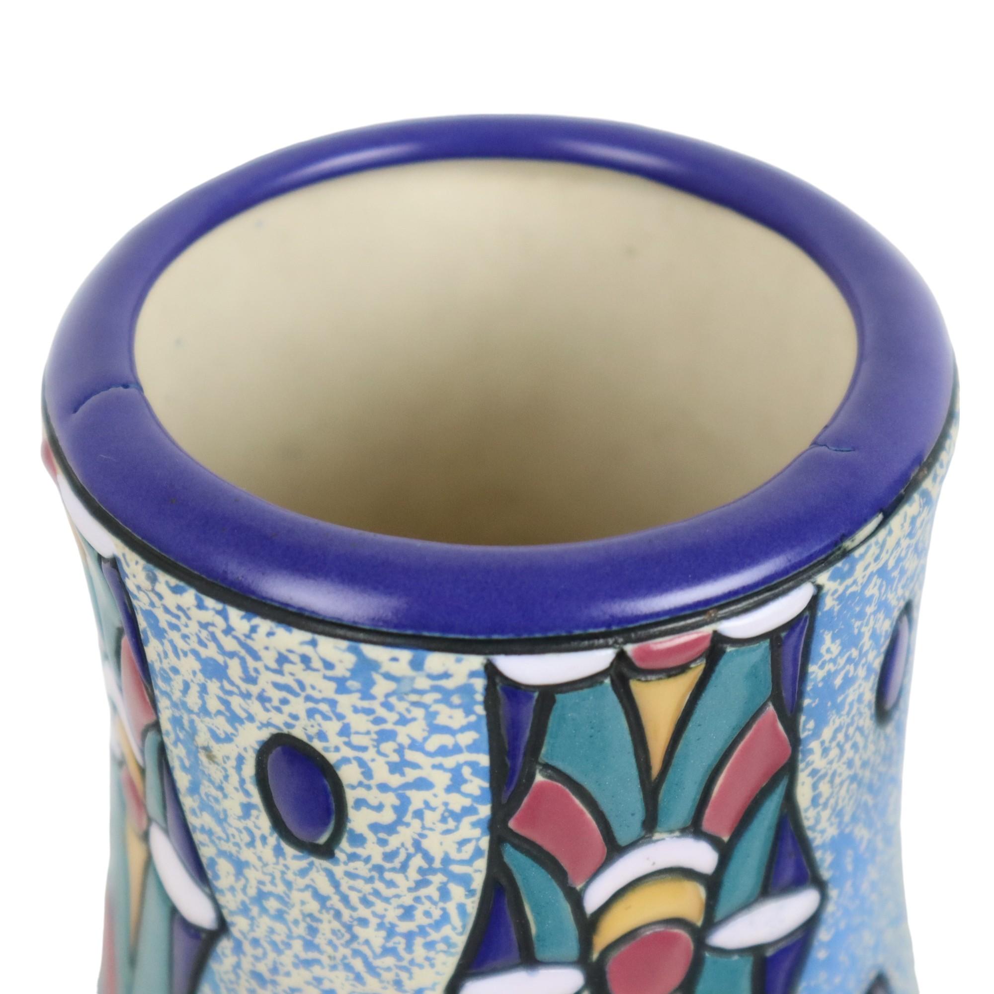 Smaltato Coppia di vasi Amphora Art Deco in ceramica smaltata 1915 in vendita