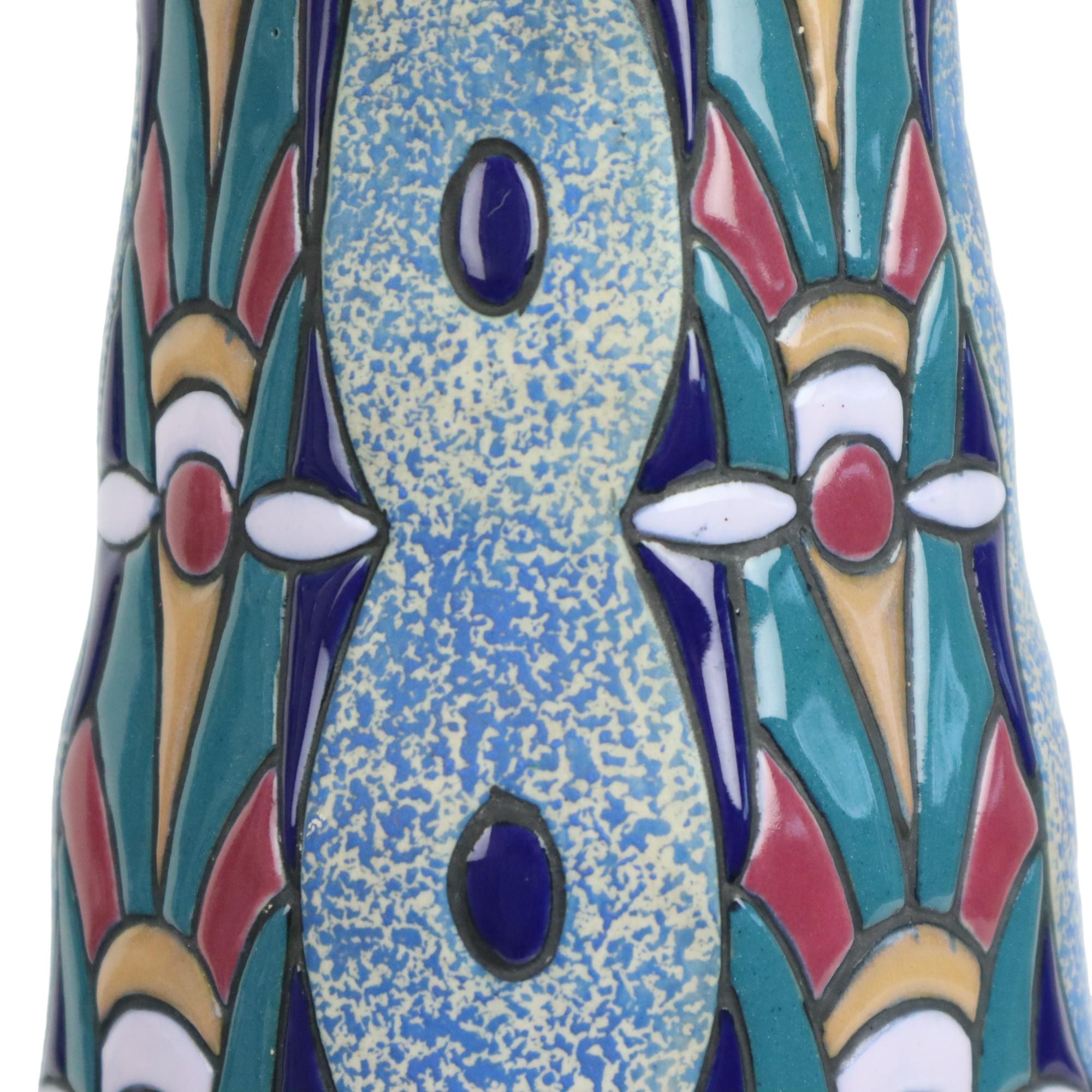 Coppia di vasi Amphora Art Deco in ceramica smaltata 1915 In condizioni ottime in vendita a Poperinge, BE