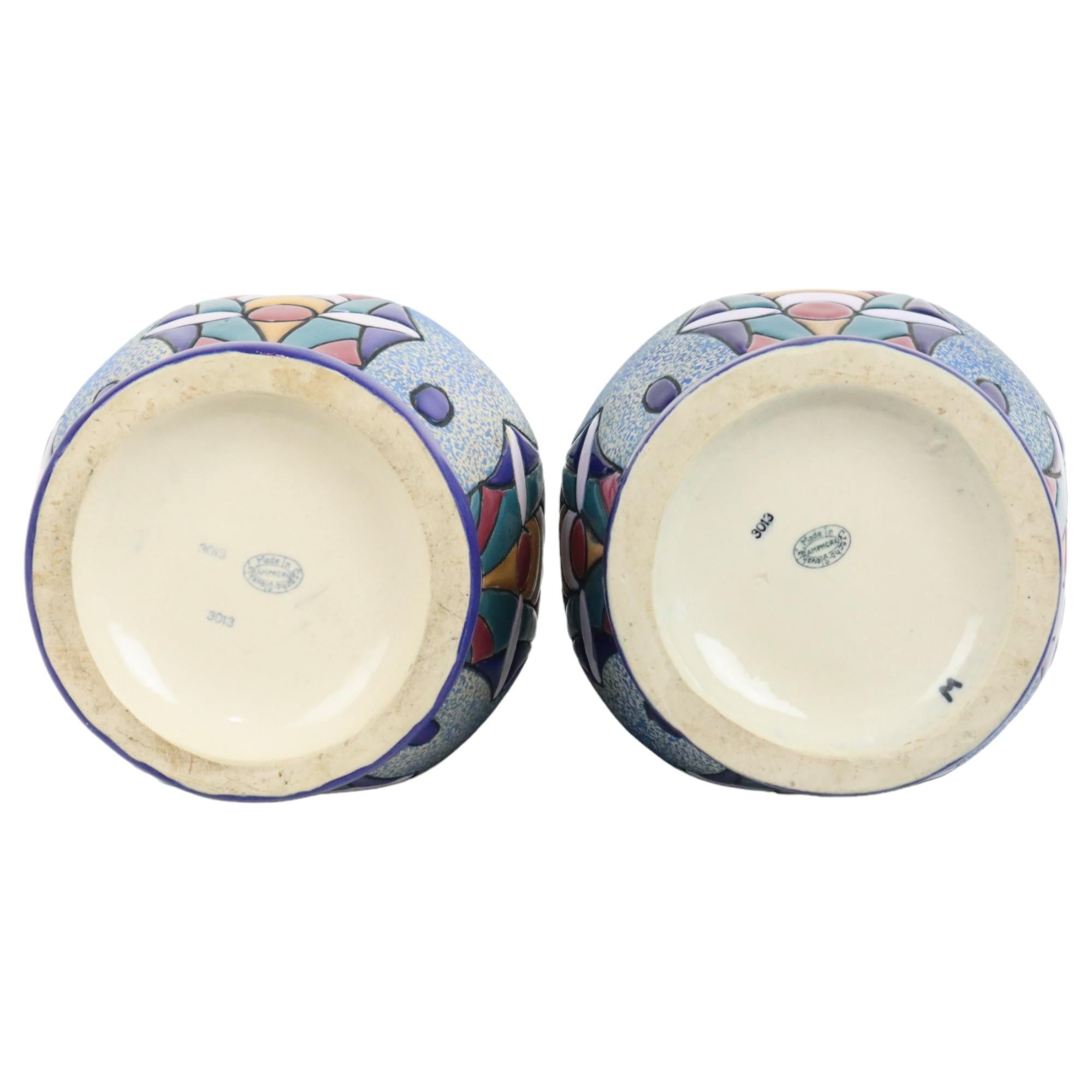 Coppia di vasi Amphora Art Deco in ceramica smaltata 1915 in vendita 1