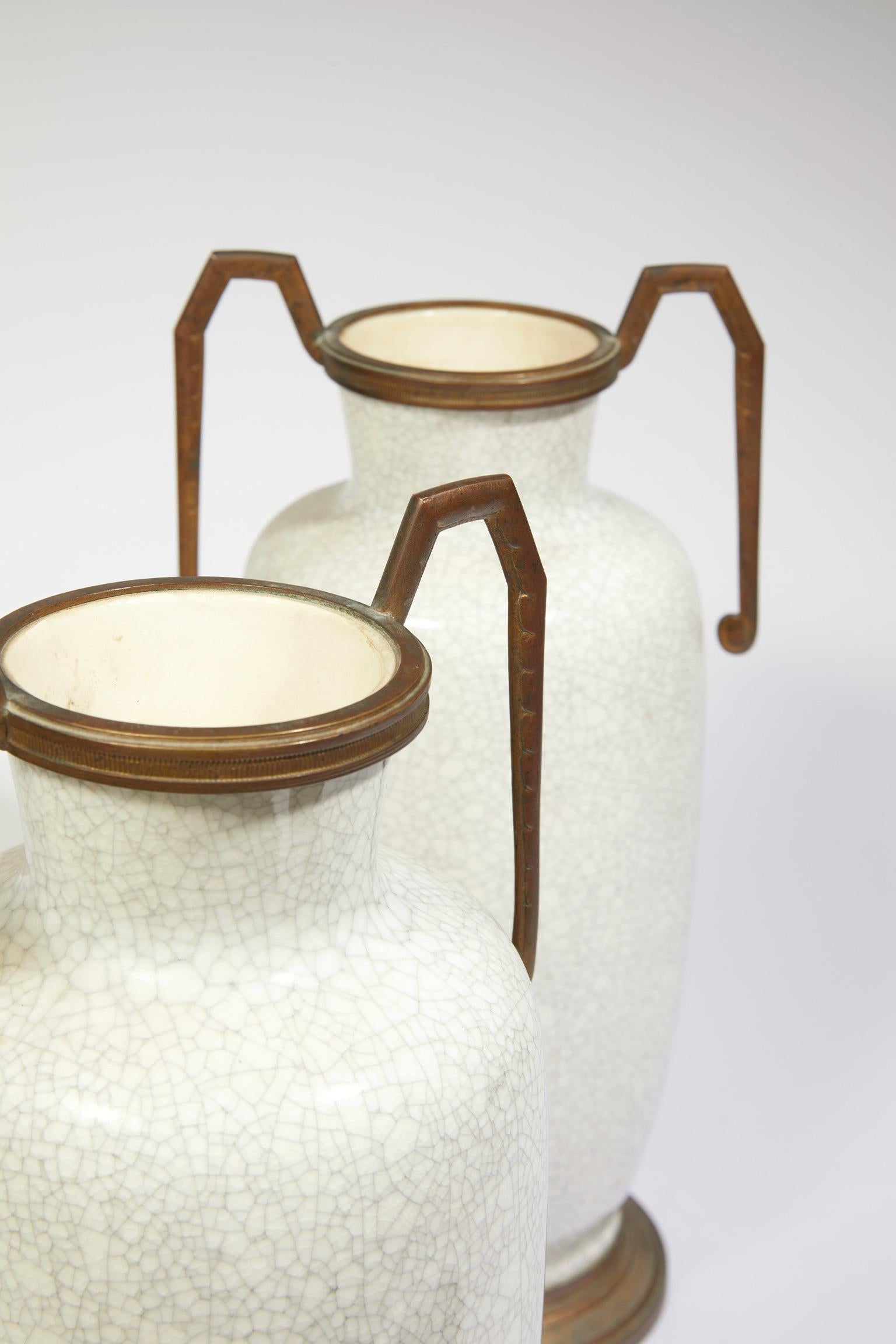 Art Deco Pair of Amphora Vases