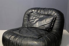 Pair of Amrchairs by De Pas, D'urbino and Lomazzi in Leather Black, 1970s