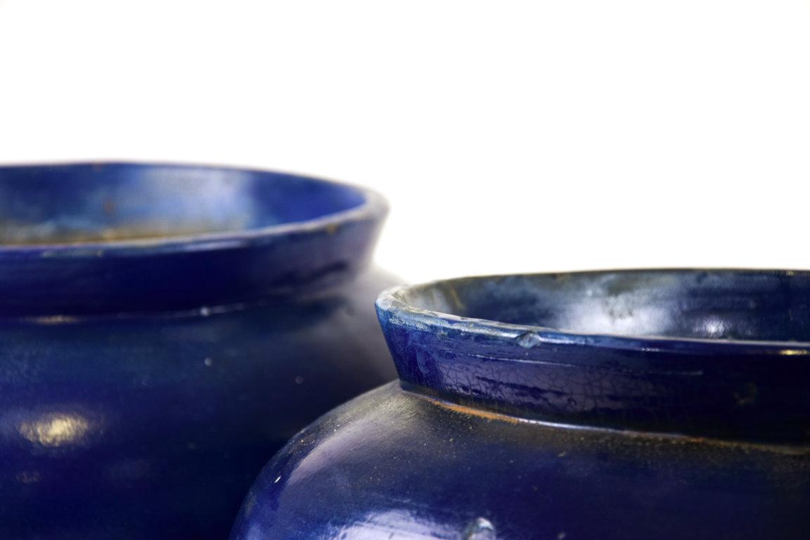 Cette paire de vases bleus est un objet décoratif original en terre cuite réalisé dans la seconde moitié du XIXe siècle par une manufacture orientale.

Un beau couple de vases en terre cuite, de couleur bleue.

Bonnes conditions.

Cet objet