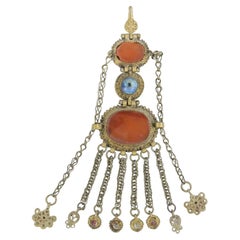 Pair of Ancient Ethnic Brooches Afghan Uzbek Style, 19th Century