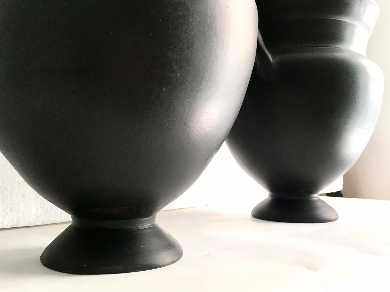 Greek Revival Pair of Ancient Greek Style Black Vases