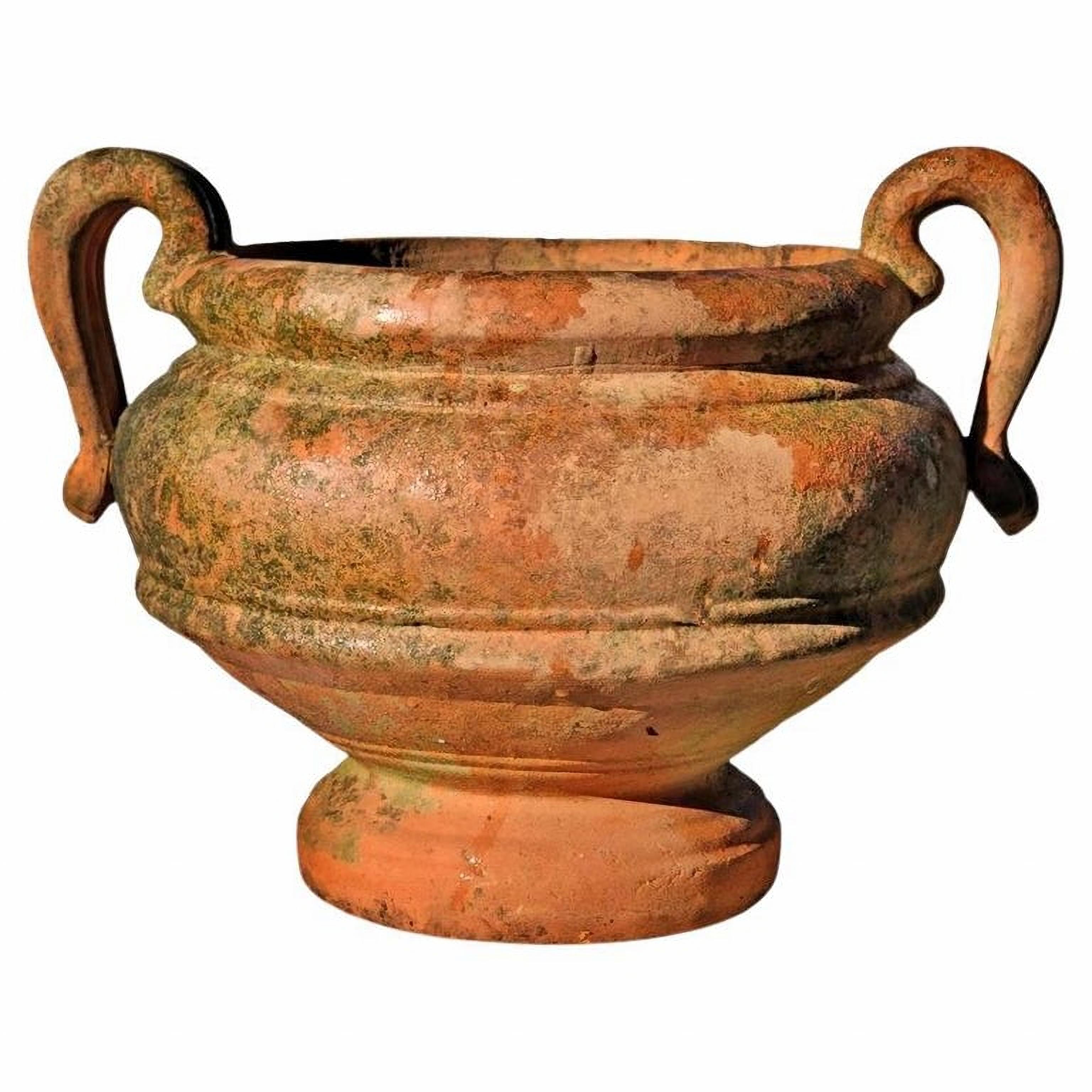 Italian Pair of Ancient Original Cachepot in Terracotta Lucchese-Tuscany, 19th Century For Sale