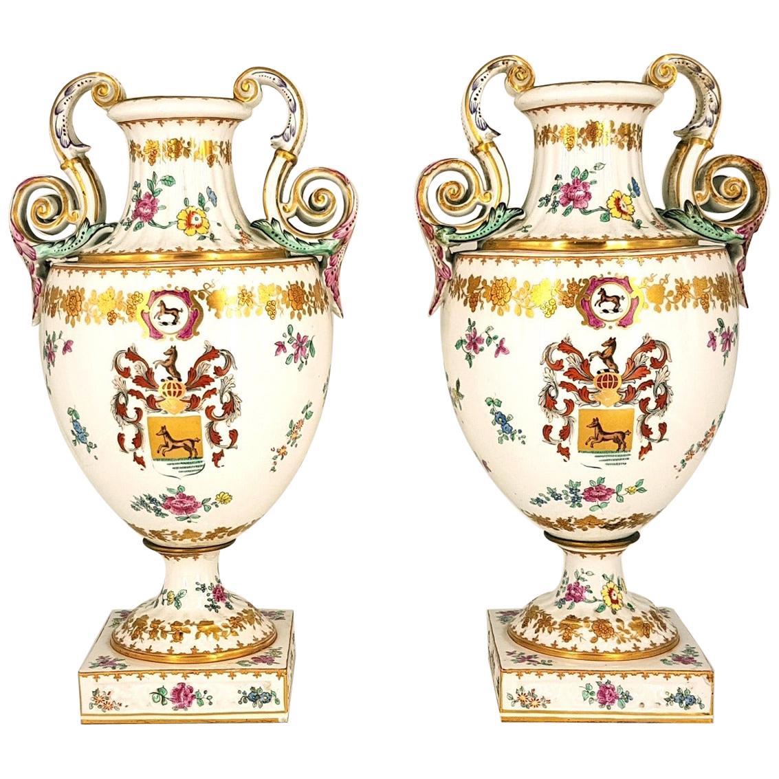 Pair of Ancient White Crater Vases, Italy, 19th Century For Sale