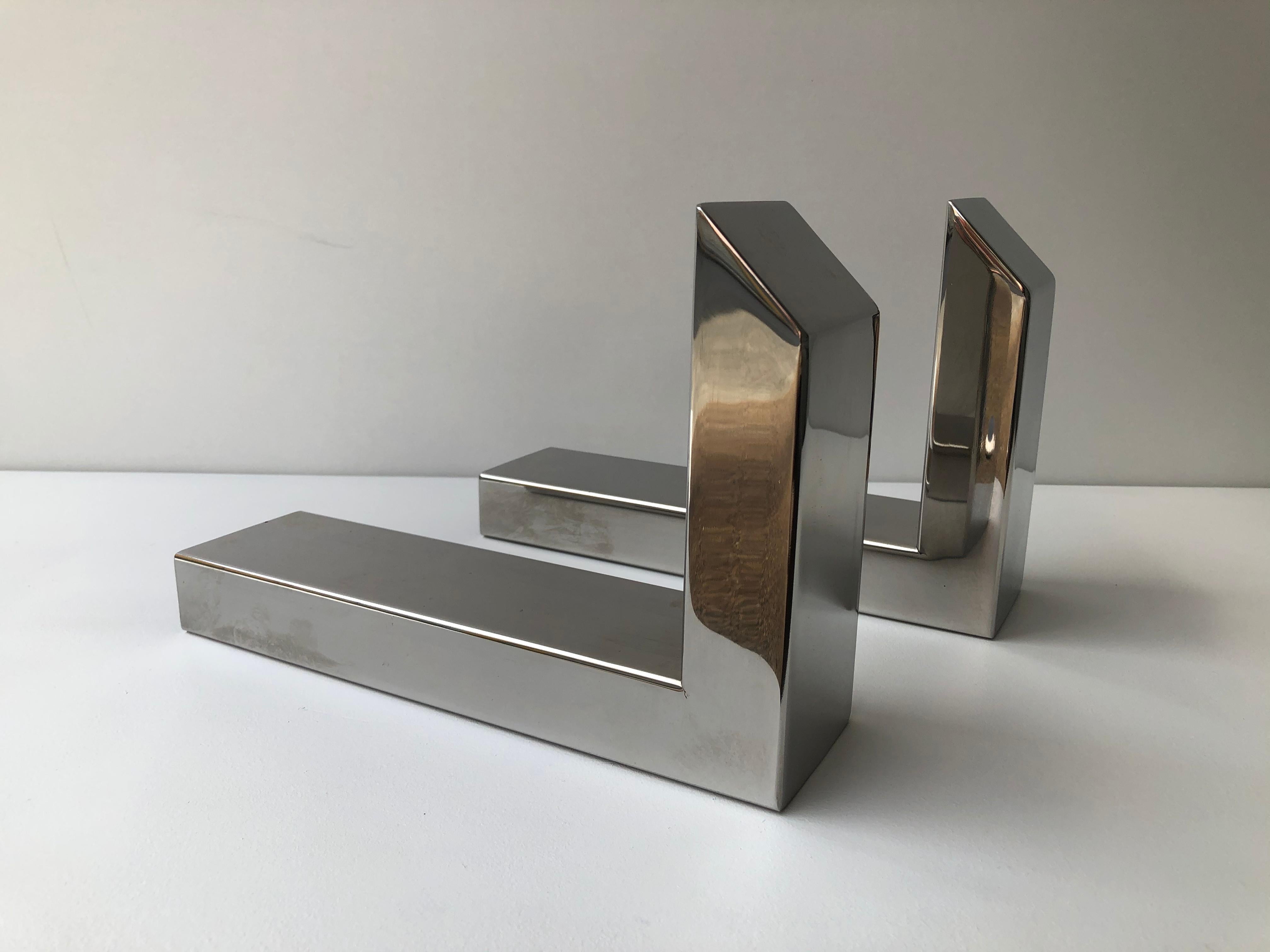 Stainless Steel Pair of Andirons, 1970