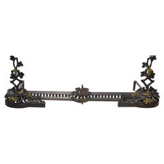 Antique Pair of Andirons, Bronze and Iron, 19th Century