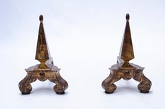 Art Deco Andirons by Gilbert Poillerat, Patinated Iron, France