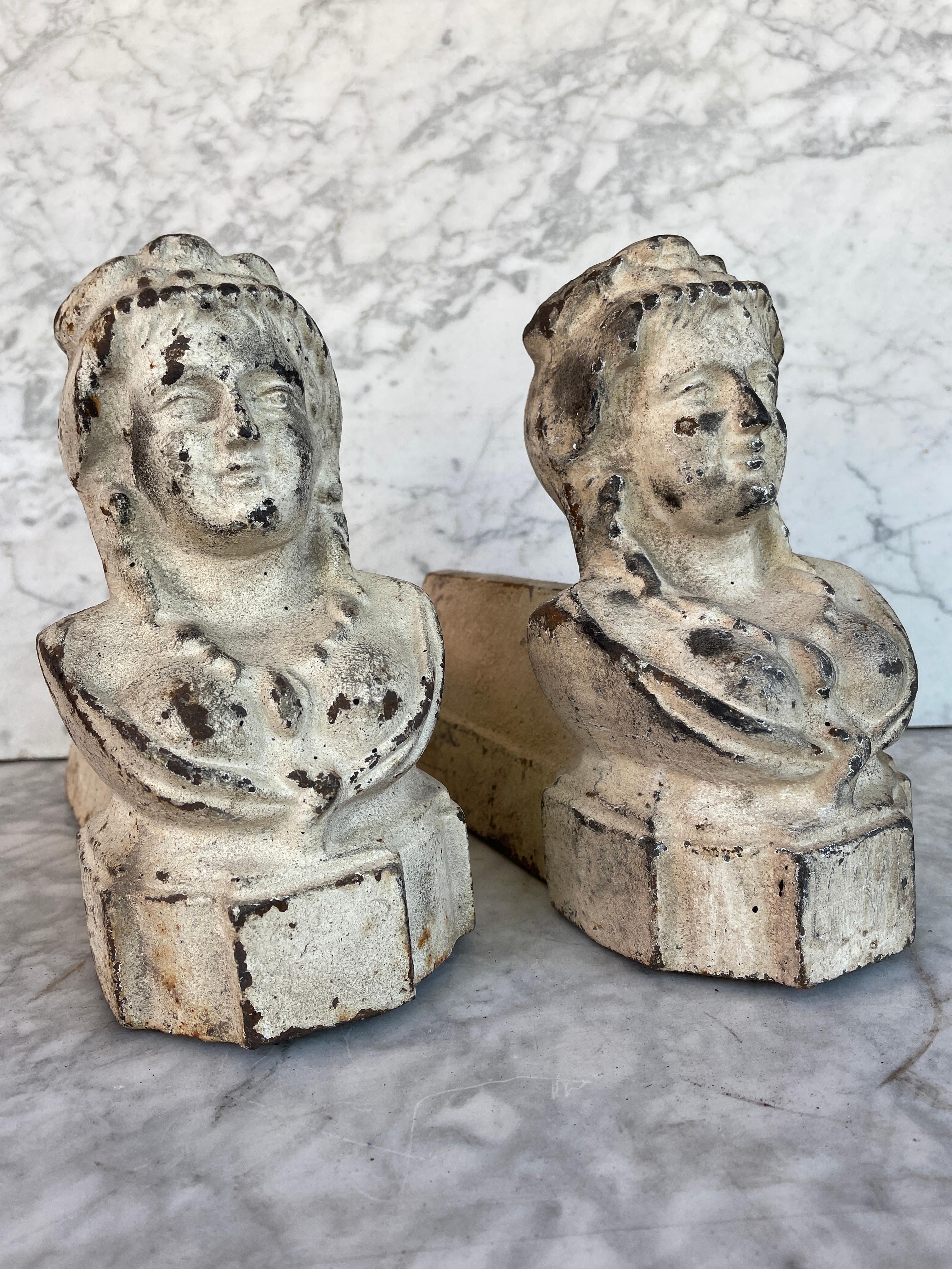 19th Century Pair of Andirons /Firedogs Cast Iron For Sale