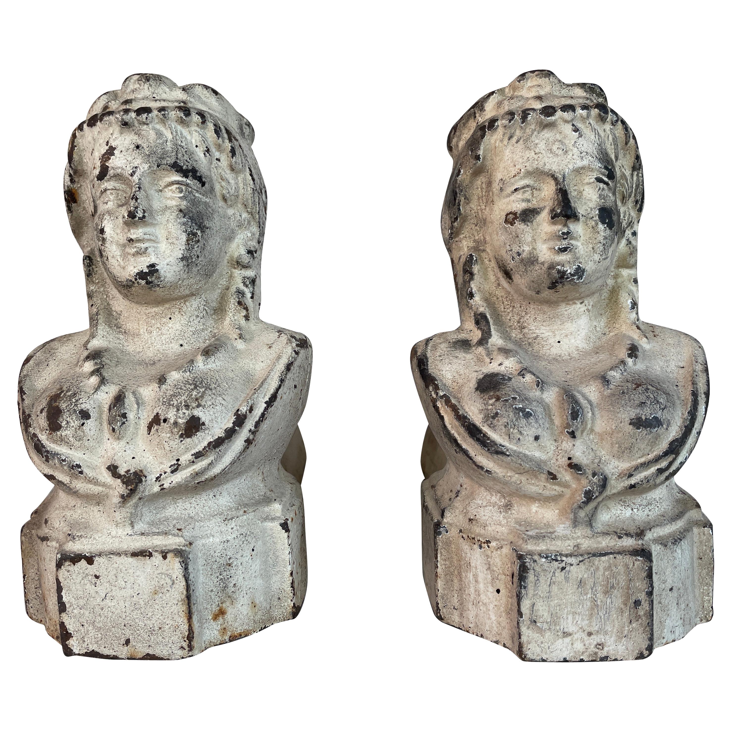 Pair of Andirons /Firedogs Cast Iron For Sale