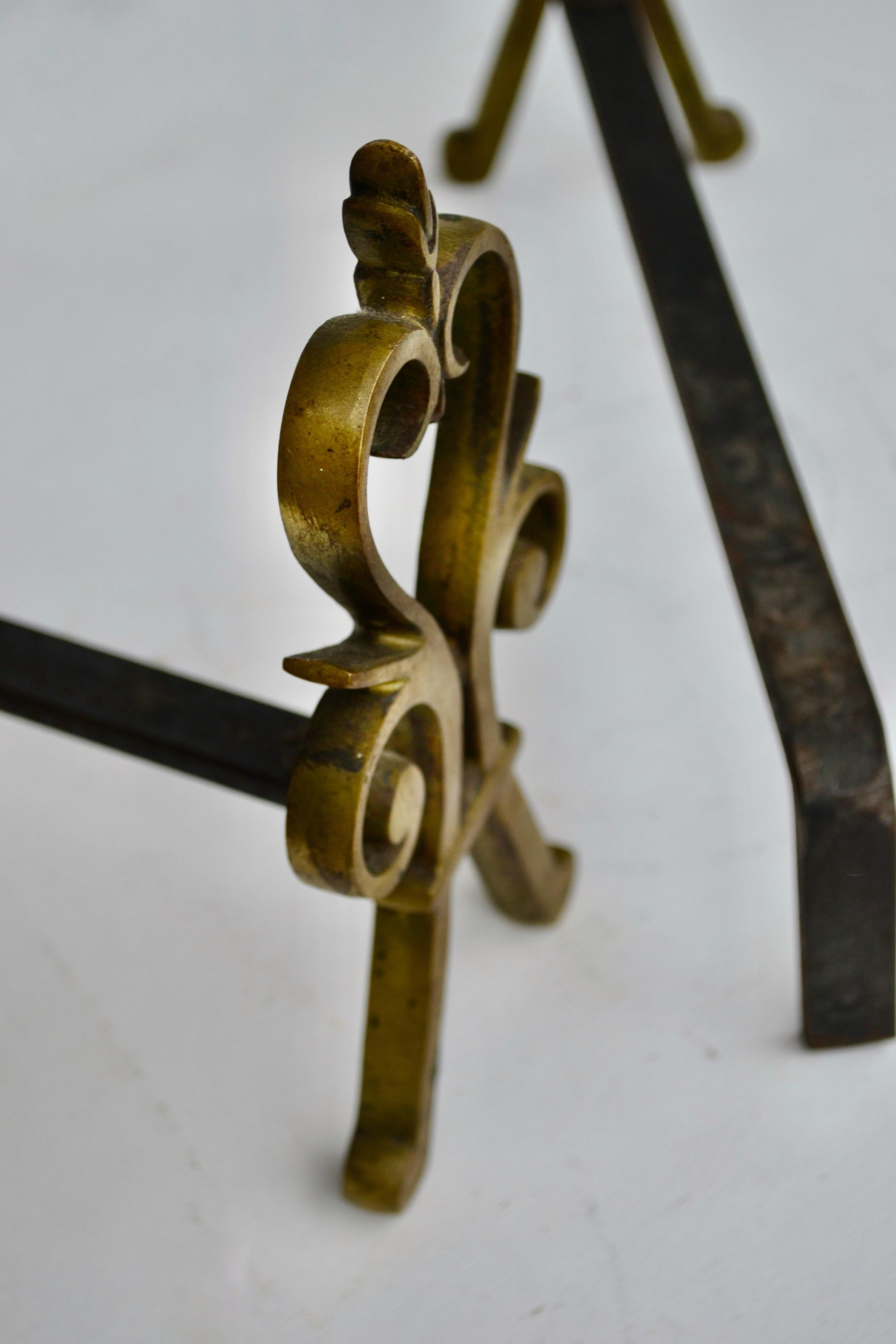 Coppia di androni in bronzo e acciaio Francia, 1950 circa In condizioni buone in vendita a SOTTEVILLE-LÈS-ROUEN, FR