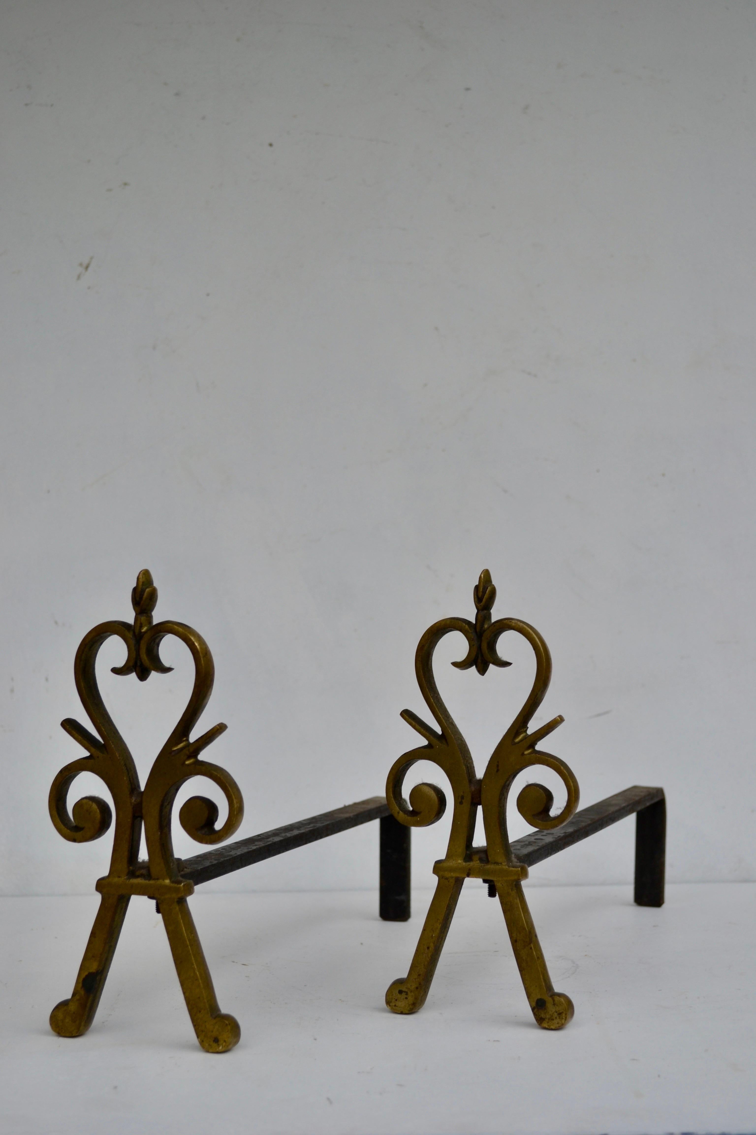 Bronzo Coppia di androni in bronzo e acciaio Francia, 1950 circa in vendita