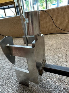 Pair of Andirons in Chrome, Enameled Steel & Glass, Designed as Knights