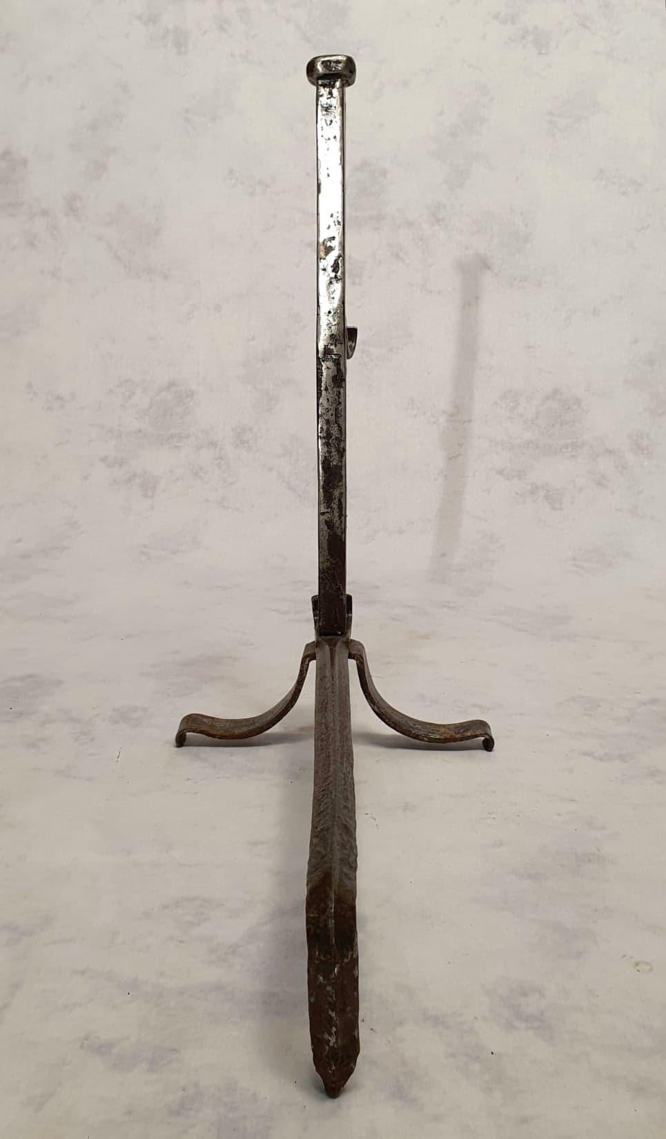 Pair of Andirons Louis XIII Style, Wrought Iron, 19th Century For Sale 6