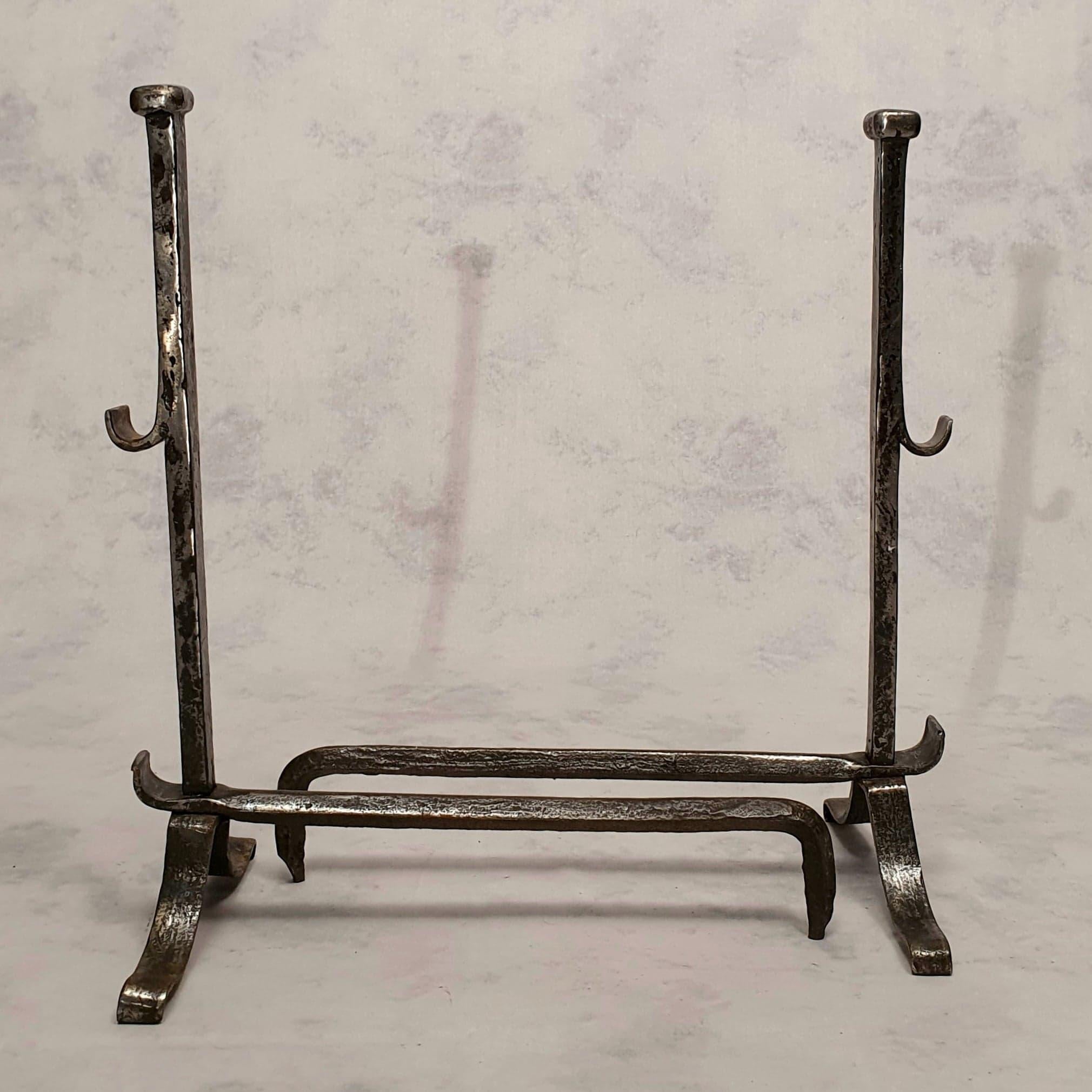 Pair of Andirons Louis XIII Style, Wrought Iron, 19th Century For Sale 2