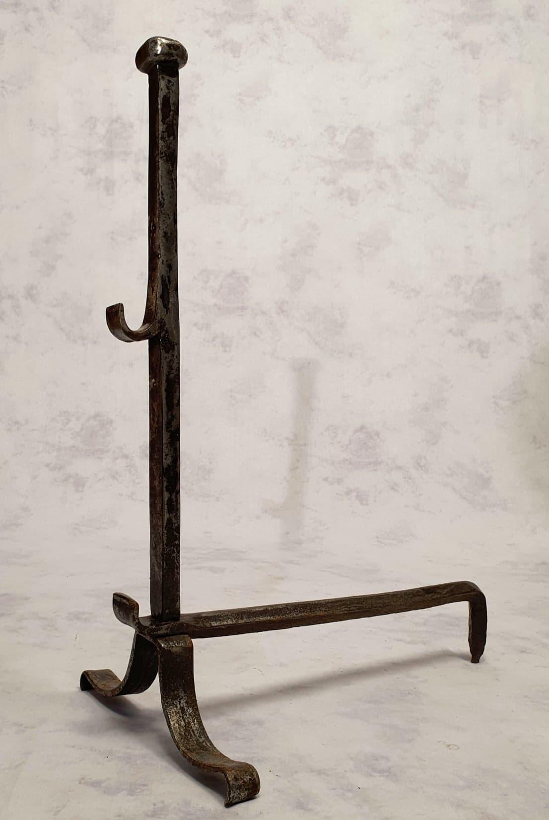 Pair of Andirons Louis XIII Style, Wrought Iron, 19th Century For Sale 3