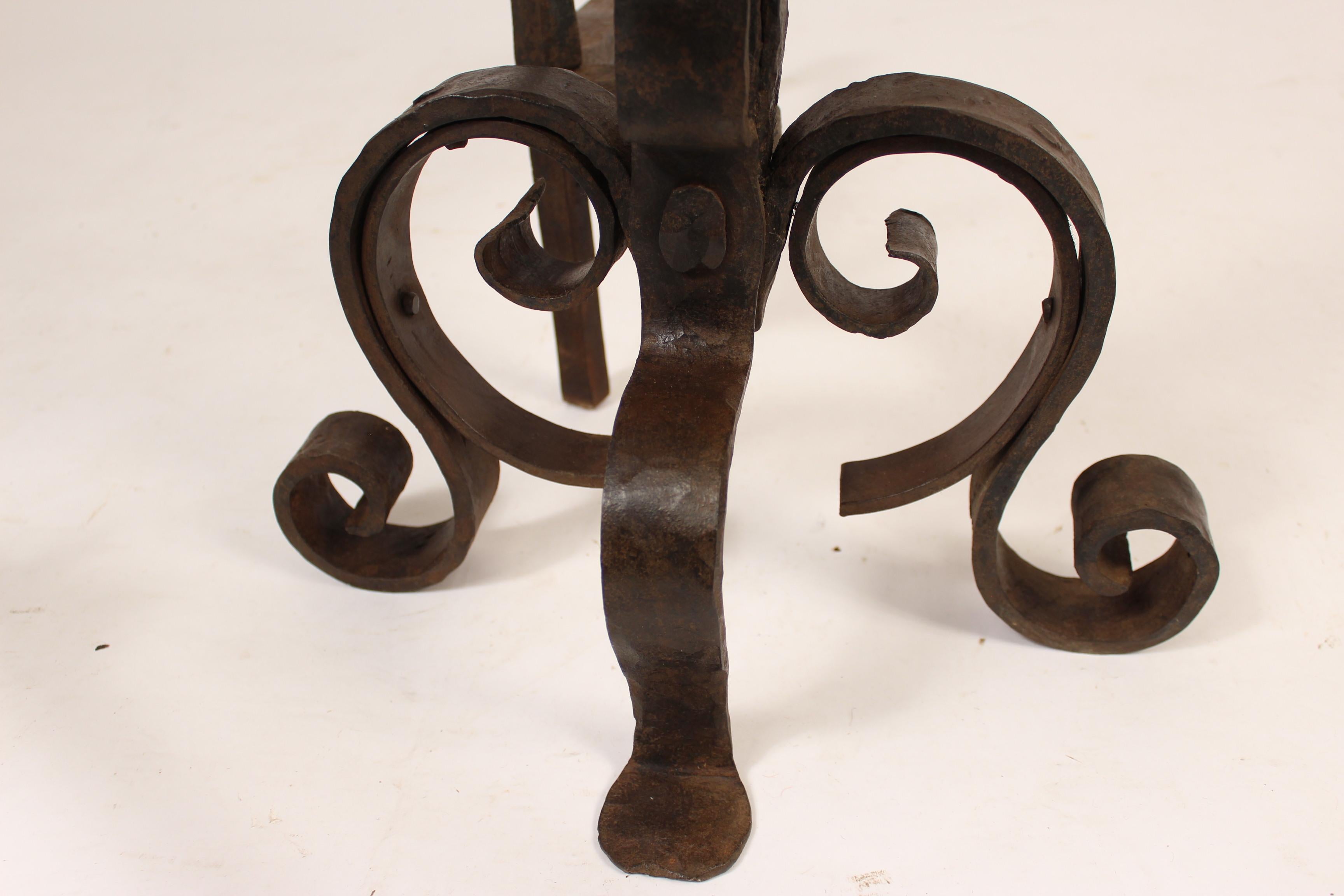 Pair of Andirons with Bronze Jester Faces 4