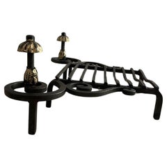 Pair of Andirons With Gold Leaf Attributed to Gilbert Poillerat, France 1940.