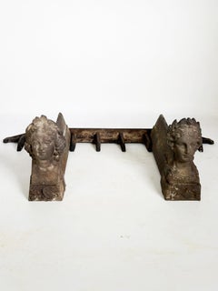 Pair of andirons with women's heads, France, 1960
