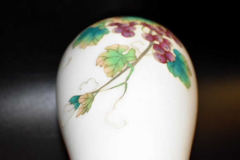 Pair of Ando Jubei Cloisonné Vase, Signed, Grapes For Sale 4