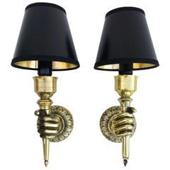 Pair of André Arbus Hand Sconces , 4 Pairs Available 