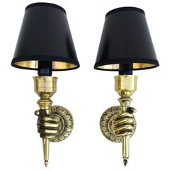 Pair of André Arbus Hand Sconces , 4 Pairs Available