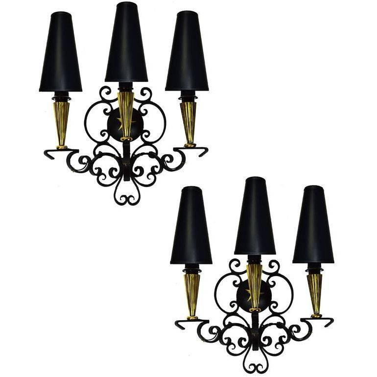 Pair of Andre  Arbus Sconces For Sale