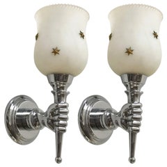 Vintage Pair of Andre Arbus Sconces, 2 Pairs Available, Priced by Pair