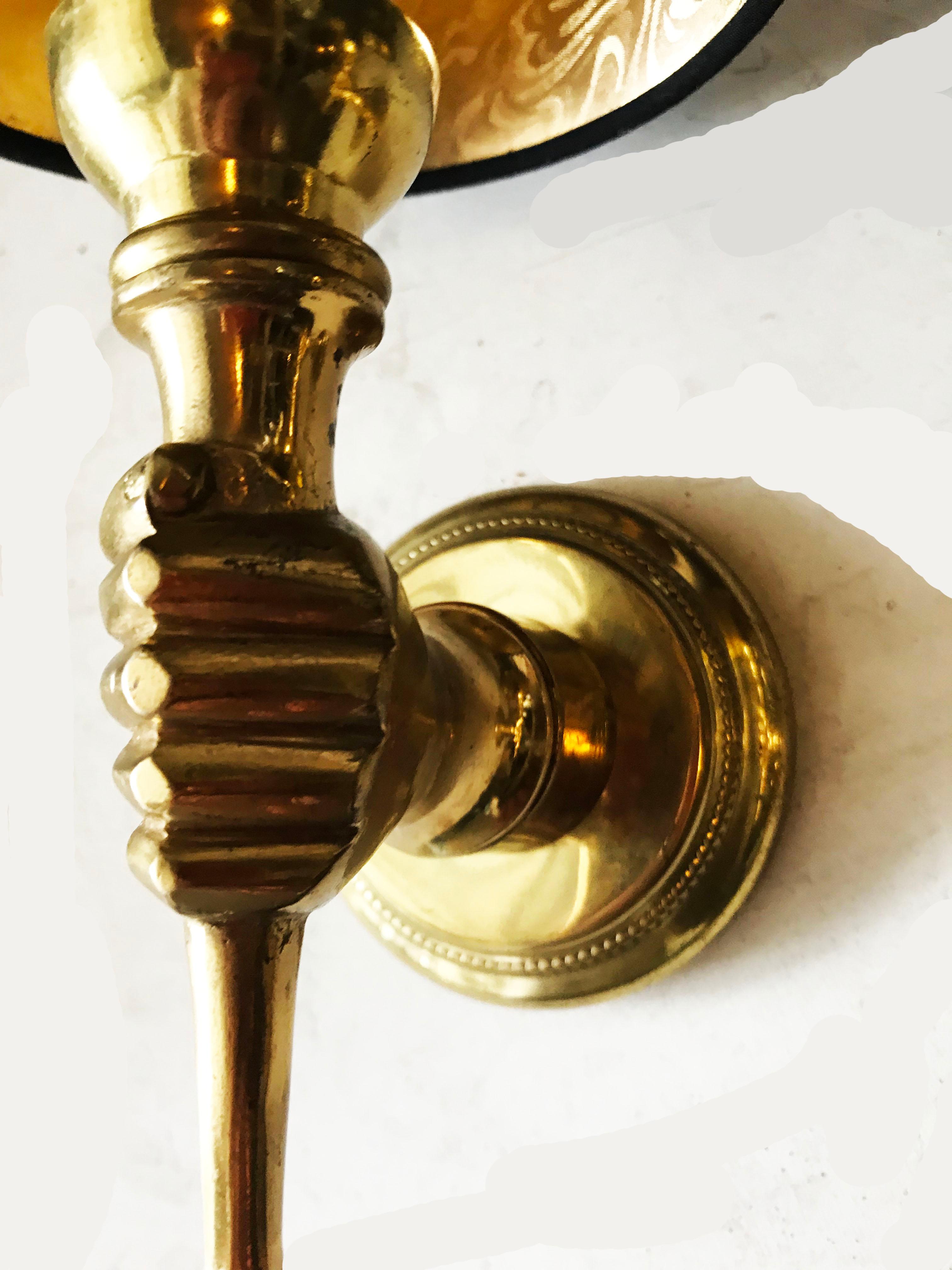 Neoclassical Pair of Andre Arbus Style Bronze Sconces