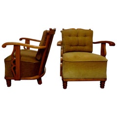 Pair of André Arbus Style French Lounge Chairs