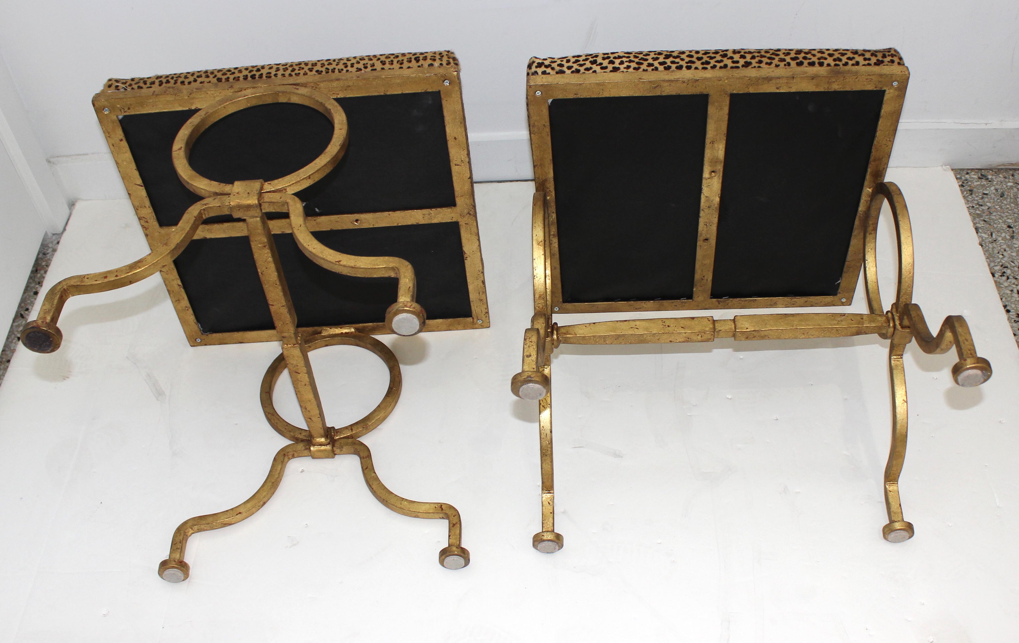 Pair of Andre Arbus Style Gold Gilt Iron Benches 1