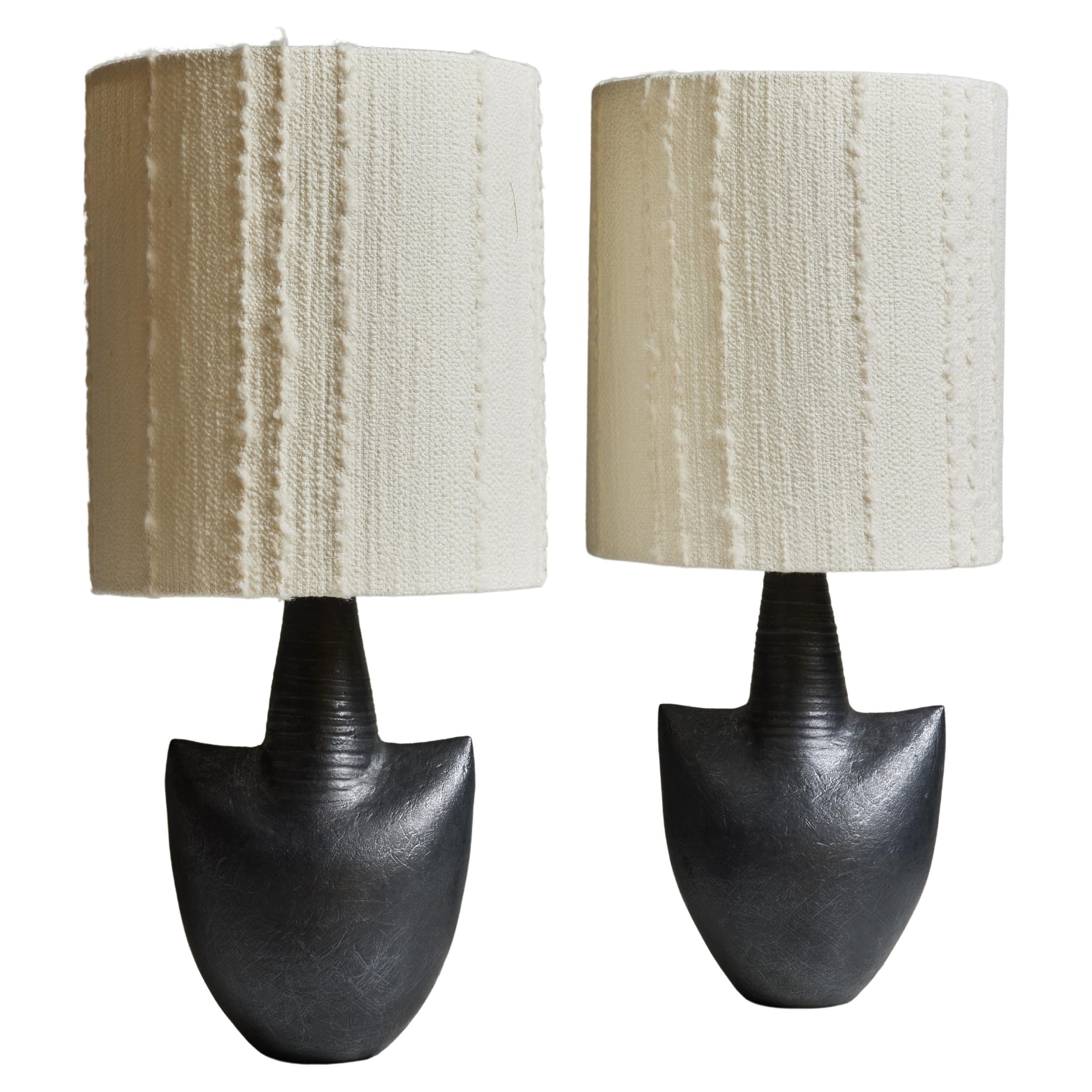 Pair of Andre Bloch Ceramic Table Lamps For Sale