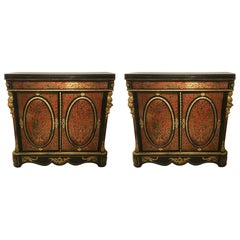 Pair of André-Charles Boulle Style Cabinets, 19th Century