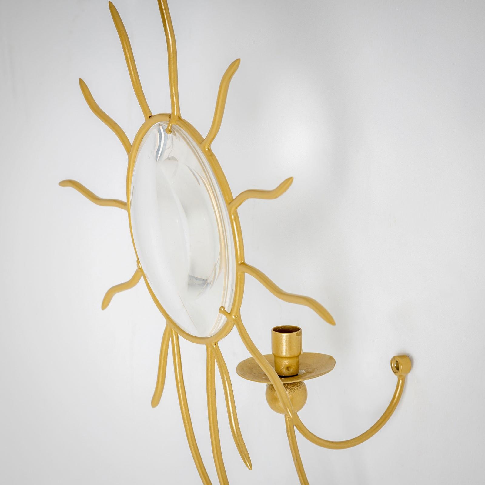 Pair of André Dubreuil (*1951) ‘Soleil’ Wall Appliqués, France, designed in 1987 In Good Condition For Sale In New York, NY