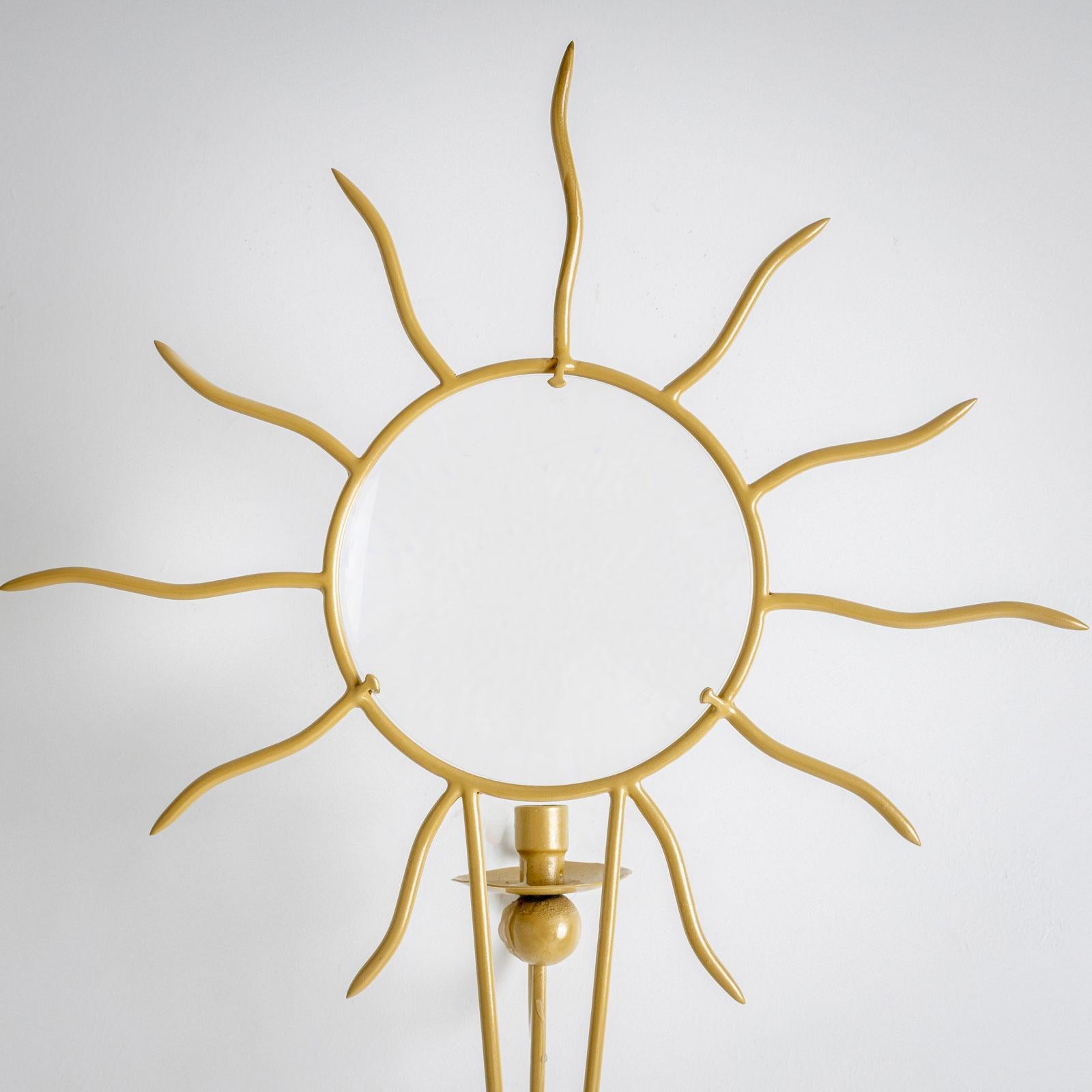 Brass Pair of André Dubreuil (*1951) ‘Soleil’ Wall Appliqués, France, designed in 1987 For Sale