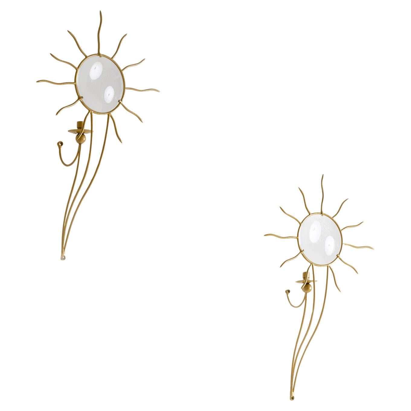 Pair of André Dubreuil (*1951) ‘Soleil’ Wall Appliqués, France, designed in 1987 For Sale