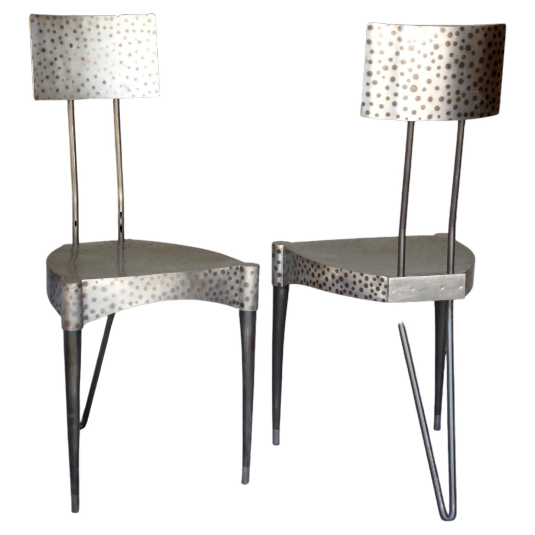 Pair Of Andre Dubreuil Grousset Hammered Steel Chairs