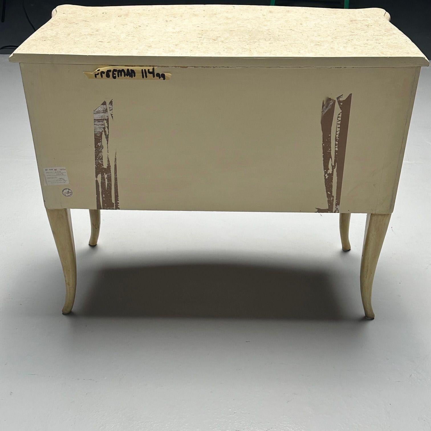 Andre Groult Style, Art Deco, Commodes, Beige Parchment Paper, Nickel, 1990s For Sale 14
