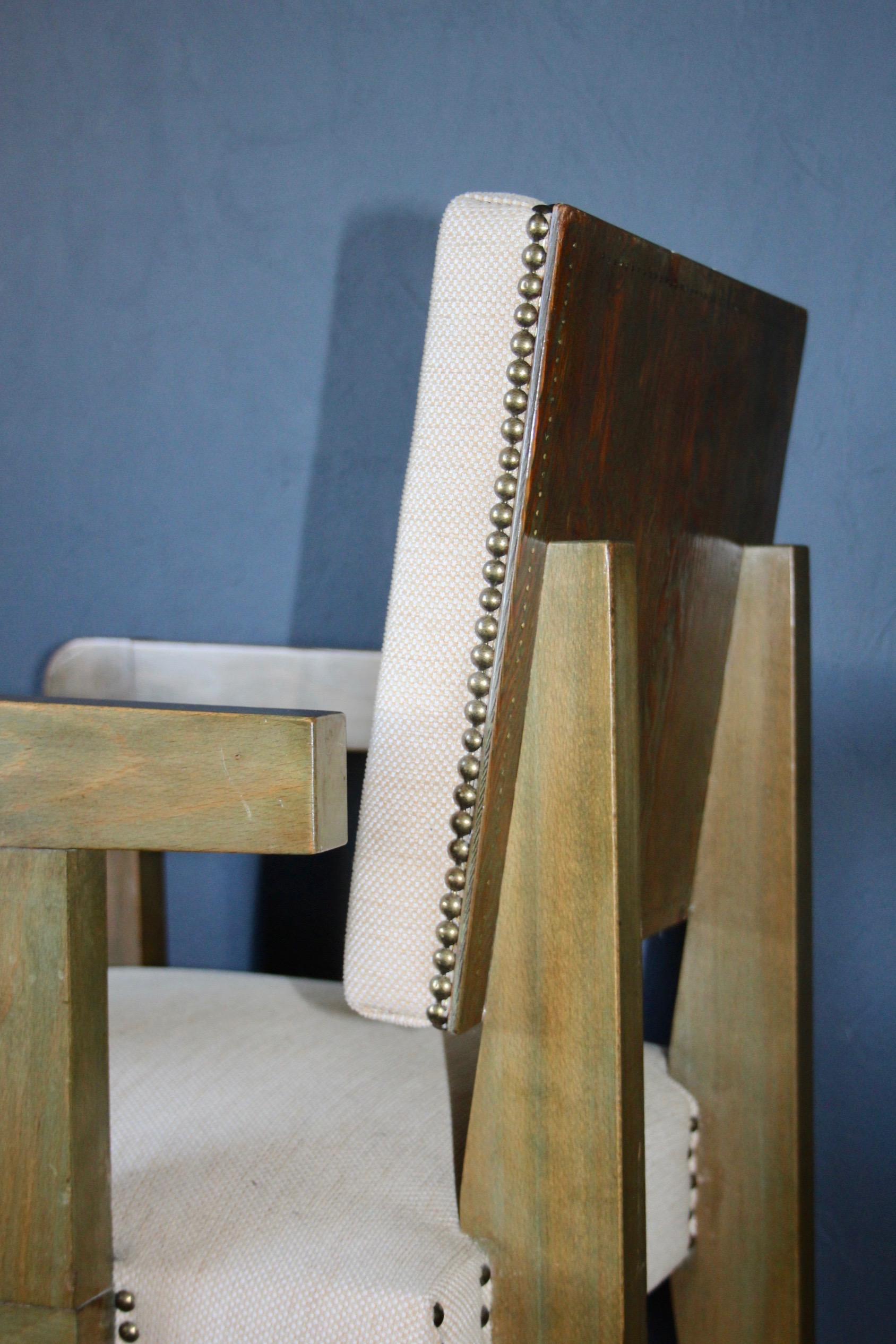 Français Paire de chaises pont Andre Sornay, pin de l'Oregon teinté, bois ébénisé