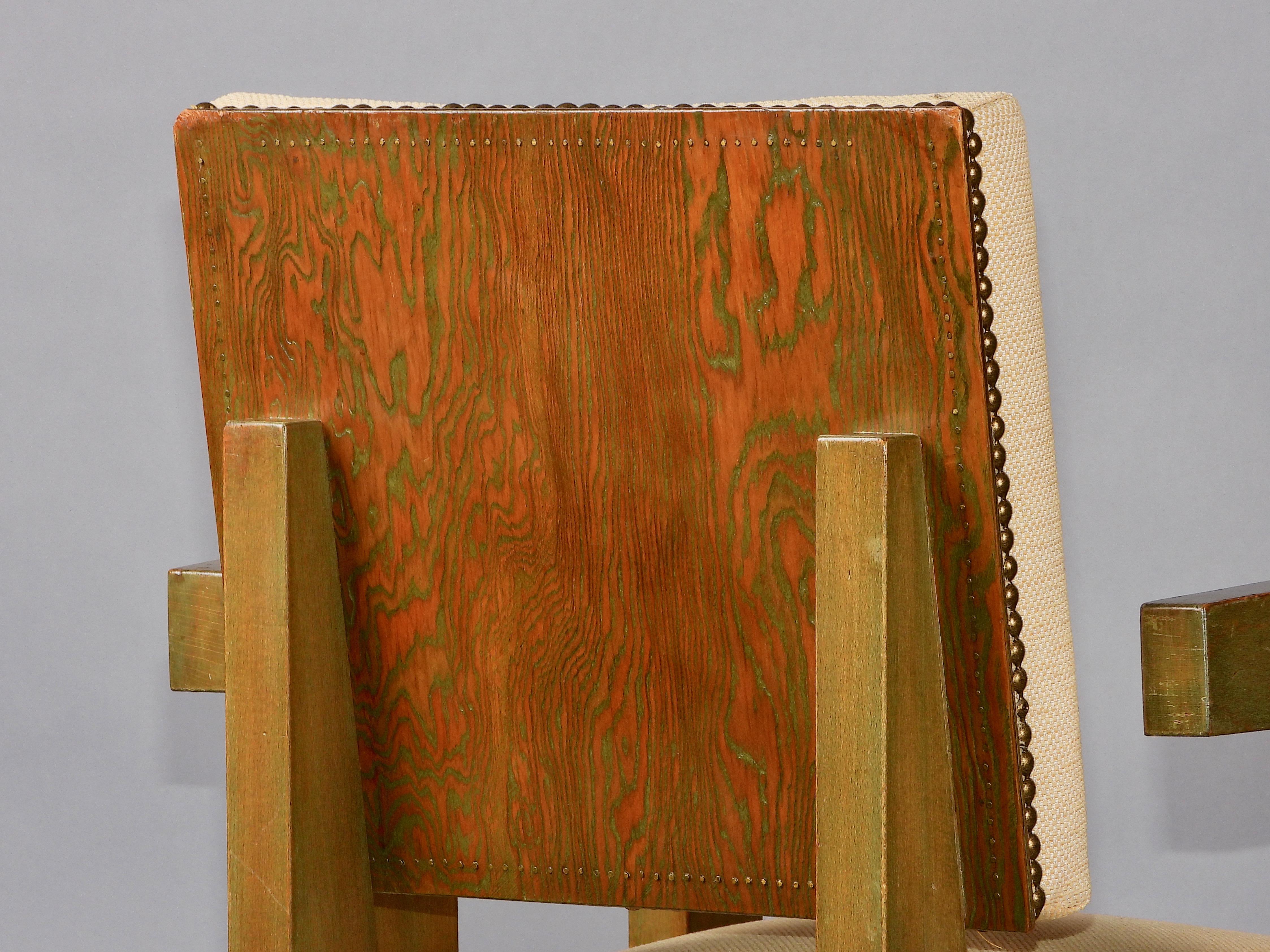 Ein Paar Brückenstühle von Andre Sornay aus gebeiztem Oregon- Kiefernholz, ebonisiertem Holz (Französisch) im Angebot