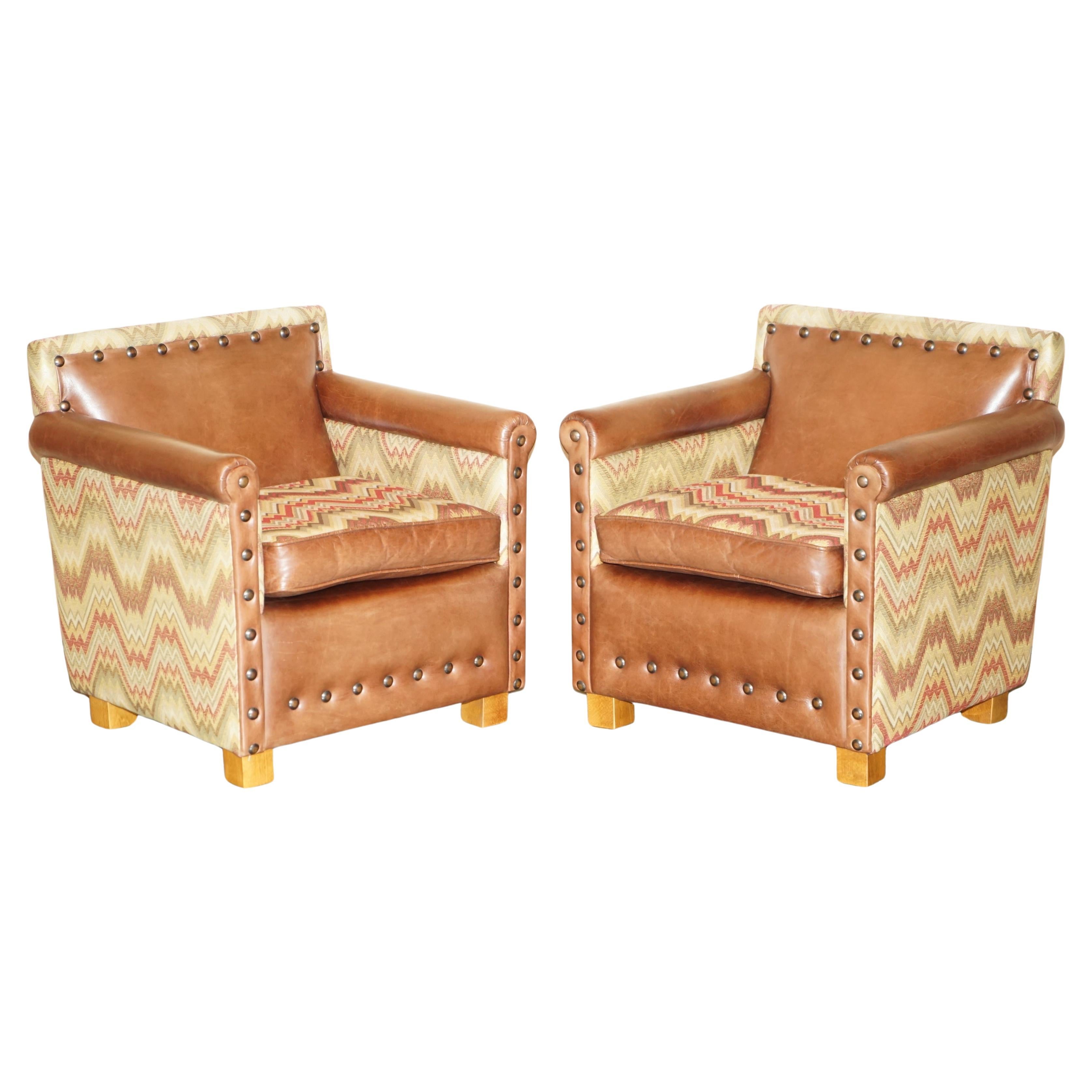 COPPIA DI POLTRONE KILIM REVERSIBILI IN PELLE MARRONE DI ANDREW MARTINE in vendita