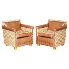 COPPIA DI POLTRONE KILIM REVERSIBILI IN PELLE MARRONE DI ANDREW MARTINE
