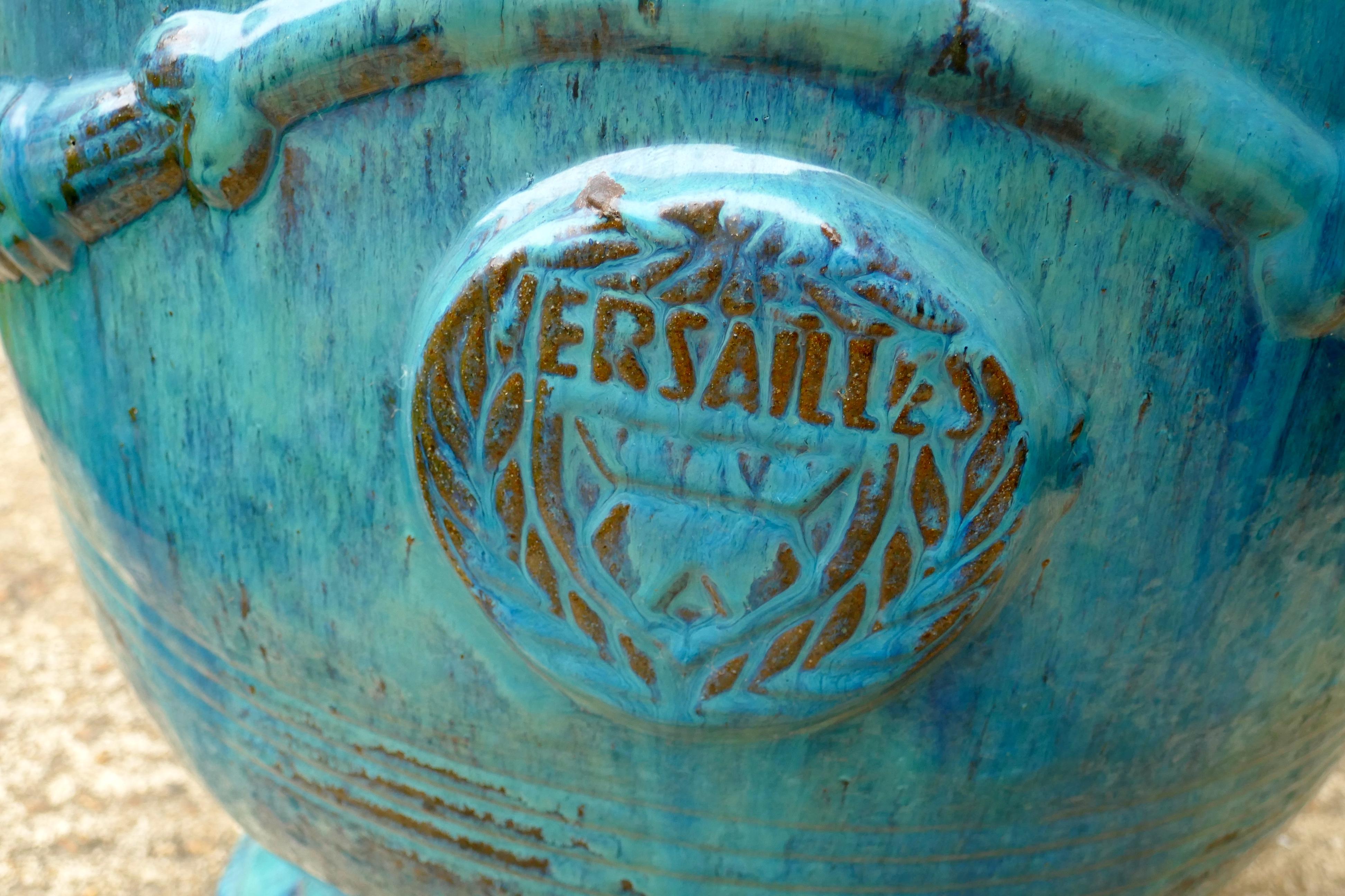 Pair of Anduze Terracotta Turquoise Blue Garden Urns 1