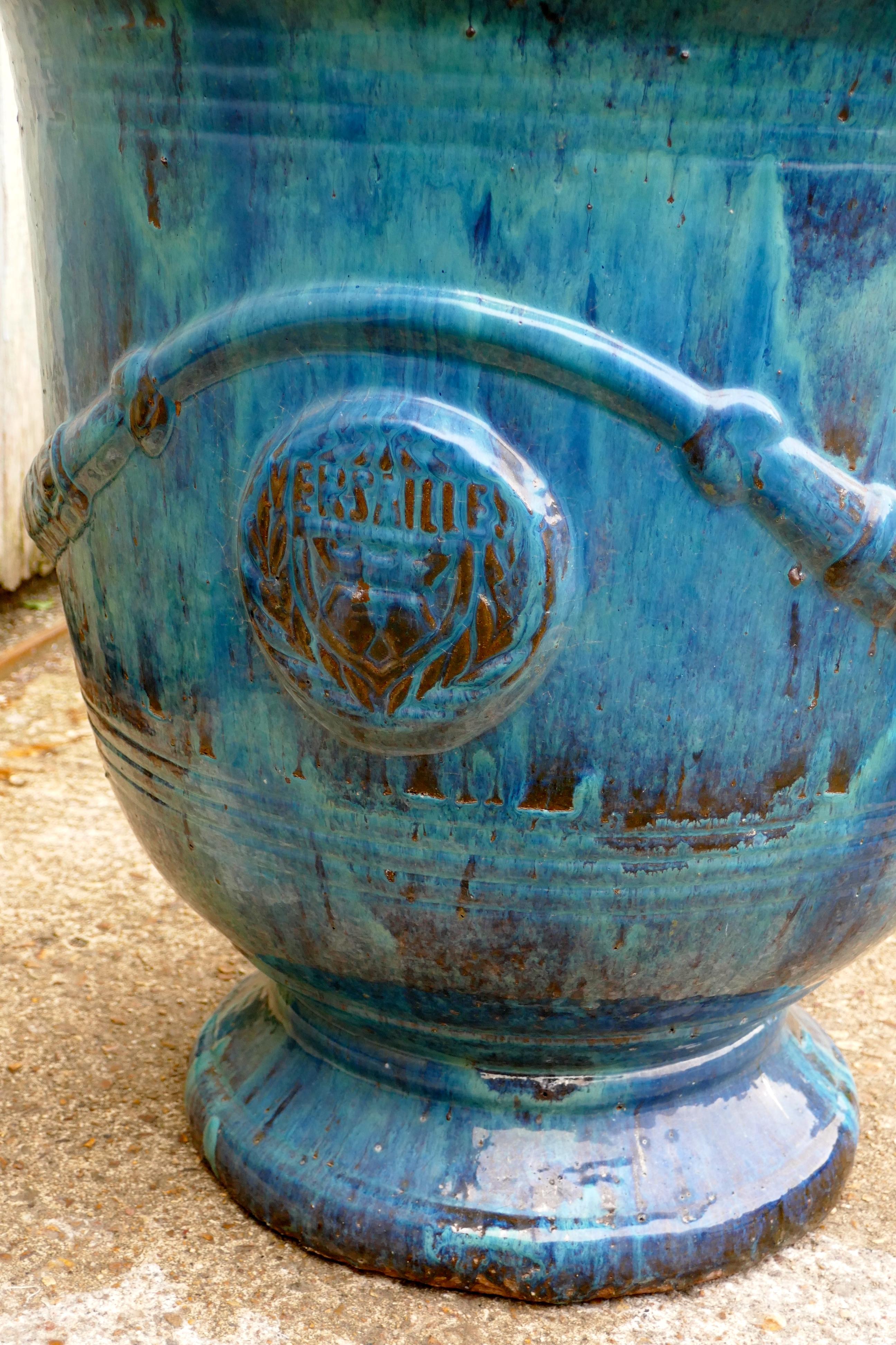 Pair of Anduze Terracotta Turquoise Blue Garden Urns 2