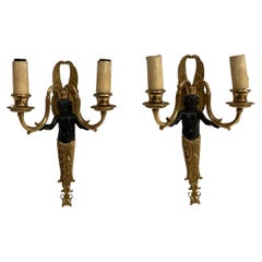 Vintage Pair of "Angel "Bronze Sconces