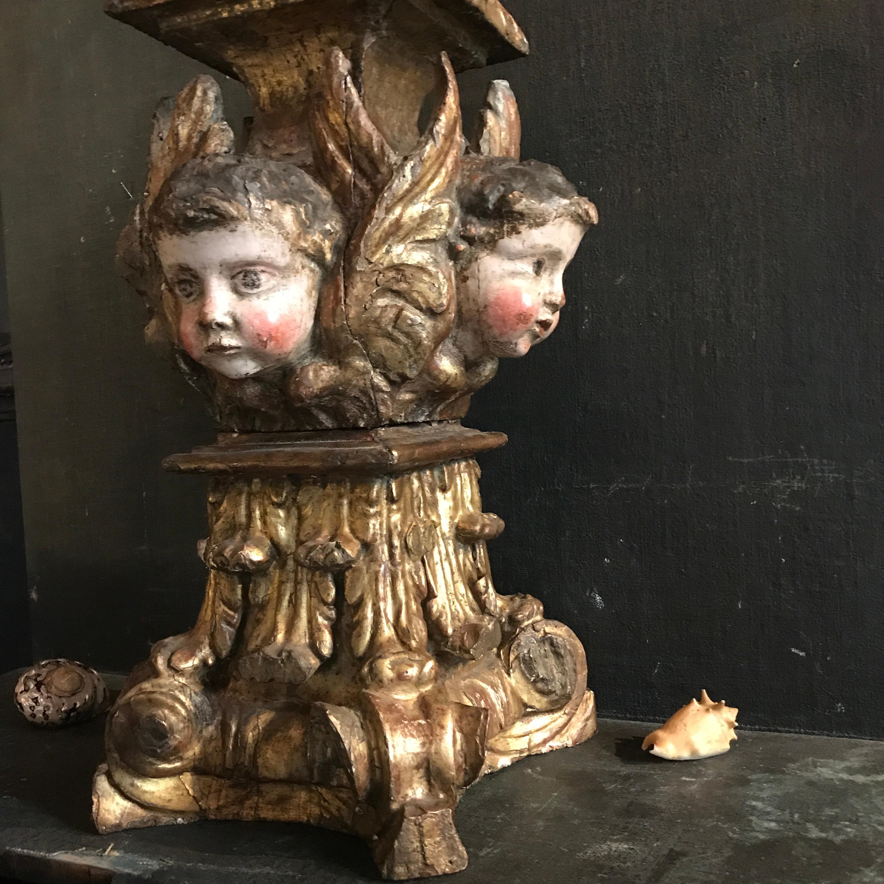 18th Century Pair of Angel Motif Carved Selettes