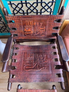 Pair of Angel Pazmino Chairs with Ottomans and Side Table