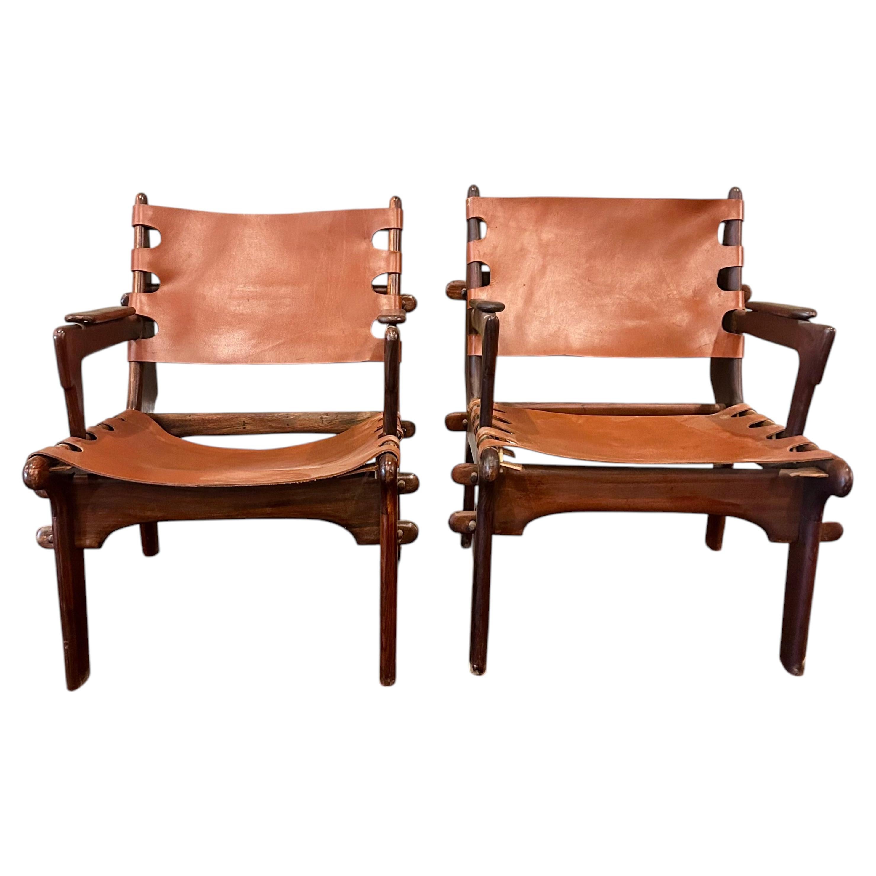 Pair of Angel Pazmino Safari Lounge Chairs