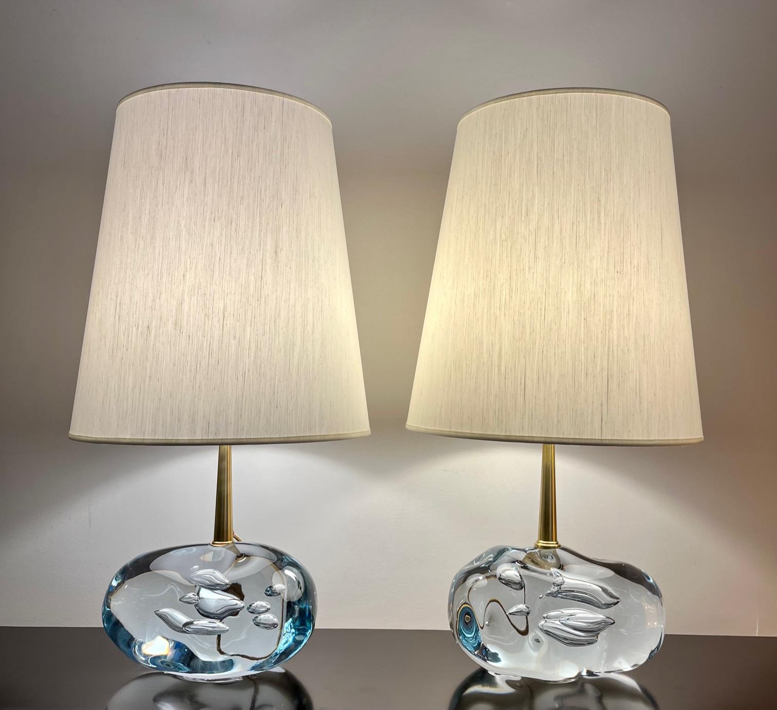 Pair of Angelo Brotto Glass Blocks Table Lamps 2